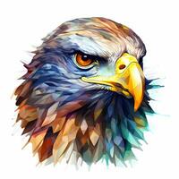 ilustración de un águila, pastel tetradic colores estilo, vector arte, linda y peculiar, fantasía arte, acuarela efecto, blanco antecedentes. ai generado foto