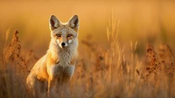 A captivating shot of wildlife in their natural prairie habitat with space for text, allowing for text to provide insight into the diverse ecosystem of the prairie. AI generated photo