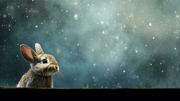 An endearing image of a curious bunny exploring its surroundings with space for text, with a textured background that enhances its adorable curiosity. AI generated photo