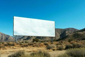 billboard shows empty mountain landscape blue sky photo