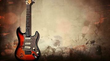 An artistic composition featuring an electric guitar in an elegant setting, with a textured, abstract background that complements its modern style. AI generated photo