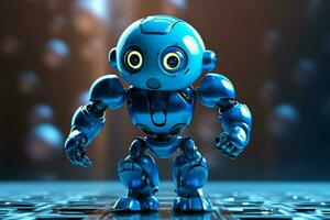 blue cyborg toy dances with futuristic joy photo