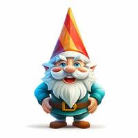 A vintage playful vector art design of a christmas gnome, cartoon style, white background, AI generated photo