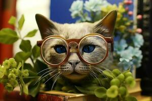 cat cute stylish glasses photo