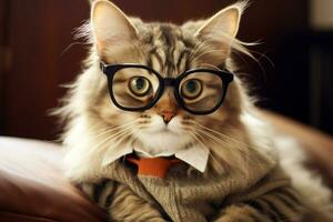 cat cute stylish glasses photo