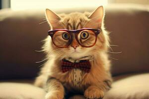 gato linda elegante lentes foto