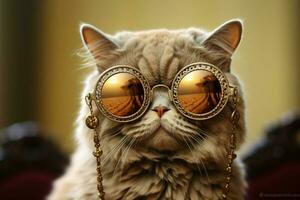 cat cute stylish glasses photo