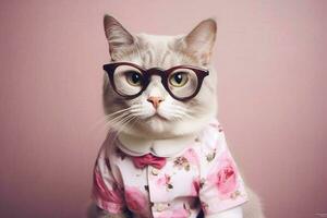 cat cute stylish glasses photo