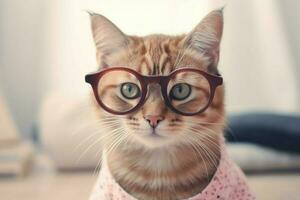 gato linda elegante lentes foto