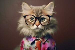 cat cute stylish glasses photo