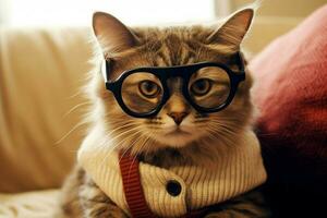 cat cute stylish glasses photo