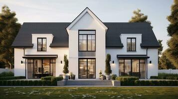 A visual celebration of a modern house that preserves and renovates a heritage facade, offering a blend of old-world charm and contemporary luxury, background image, AI generated photo