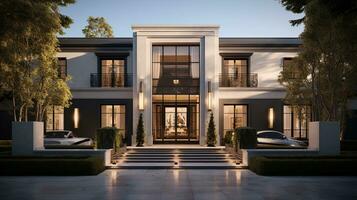 A visual celebration of a modern house that preserves and renovates a heritage facade, offering a blend of old-world charm and contemporary luxury, background image, AI generated photo