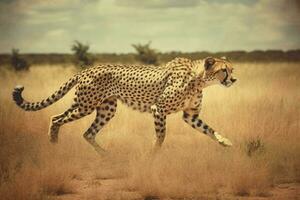 cheetah stalking at field photo