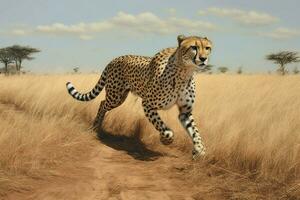 cheetah stalking at field photo