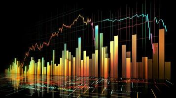 An image displaying a stock market chart with rising or falling trends, allowing space for text, background image, AI generated photo