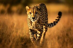 cheetah stalking at field photo