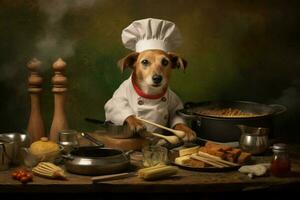 chef dog cooking photo