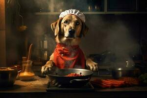 chef dog cooking photo