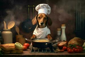 chef dog cooking photo