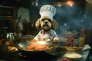 chef dog cooking photo