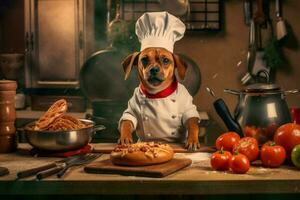 chef dog cooking food photo