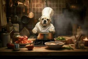 chef dog cooking food photo