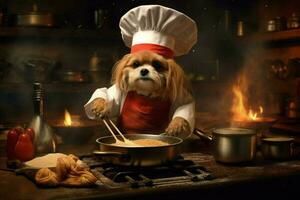 chef dog cooking food photo