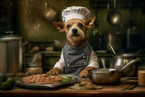 chef dog portrait cooking photo