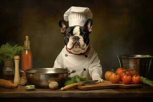 chef dog portrait cooking photo