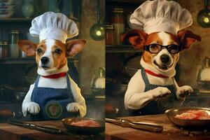 chef dog portrait cooking photo