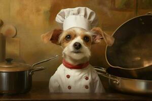 chef dog portrait cooking photo