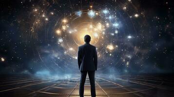 A scene illustrating the unveiling of a scientific breakthrough or discovery related to interstellar phenomena, set against a textured cosmic backdrop, background image, AI generated photo