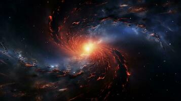 An artistic portrayal capturing celestial phenomena like supernovae or black holes in interstellar space, with designated areas for text, background image, AI generated photo