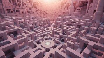 An artistic portrayal of a dreamlike labyrinth with pastel tones, symbolizing the exploration of one's subconscious mind, providing space for text, background image, AI generated photo