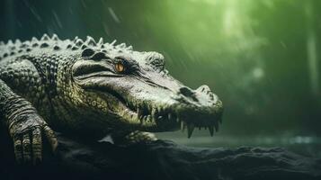 An amazing crocodile with textured background and space for text, background image, AI generated photo