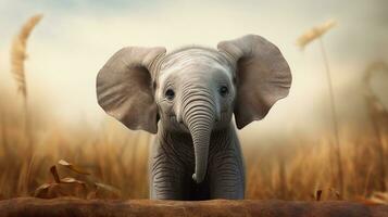 Close-up of a cute baby elephant with textured background and space for text, background image, AI generated photo