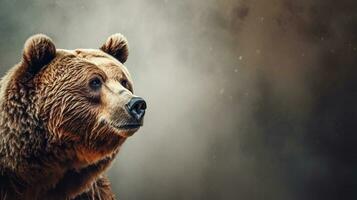 Close-up of amazing male brown bear with textured background and space for text, background image, AI generated photo