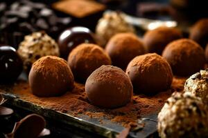 chocolate truffles food photo