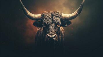 Close-up of an amazing bull with textured background and space for text, background image, AI generated photo