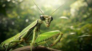 Close-up of an amazing Praying Mantises with textured background and space for text, background image, AI generated photo