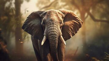 Close-up of an amazing elephant with textured background and space for text, background image, AI generated photo