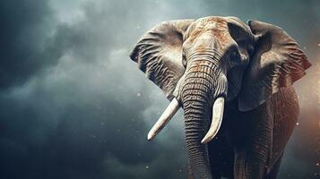 Close-up of an amazing elephant with textured background and space for text, background image, AI generated photo