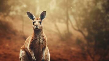 Close-up of an amazing male kangaroo with textured background and space for text, background image, AI generated photo