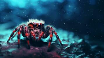 Close-up of an awesome spider with textured background and space for text, background image, AI generated photo