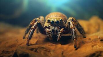 Close-up of an awesome spider with textured background and space for text, background image, AI generated photo