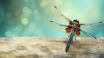 Close-up of dragonfly with textured background and huge space for text, background image, AI generated photo