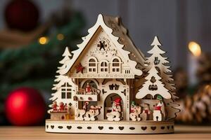 christmas house wooden composition photo