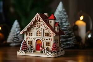 christmas house wooden composition photo