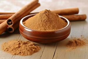 cinnamon sticks powder photo